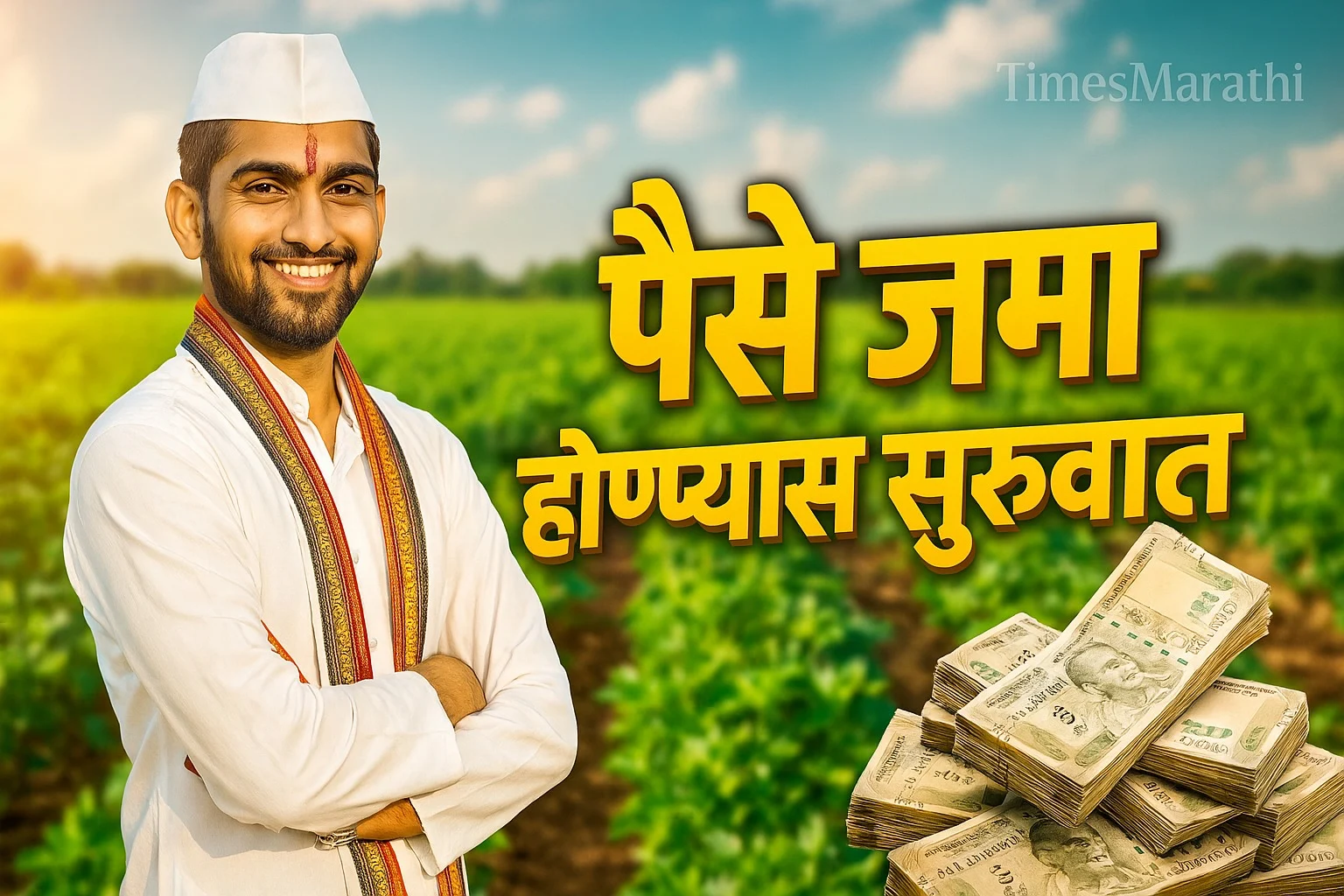 Maharashtra farmer receiving crop insurance advance for soybean and cotton