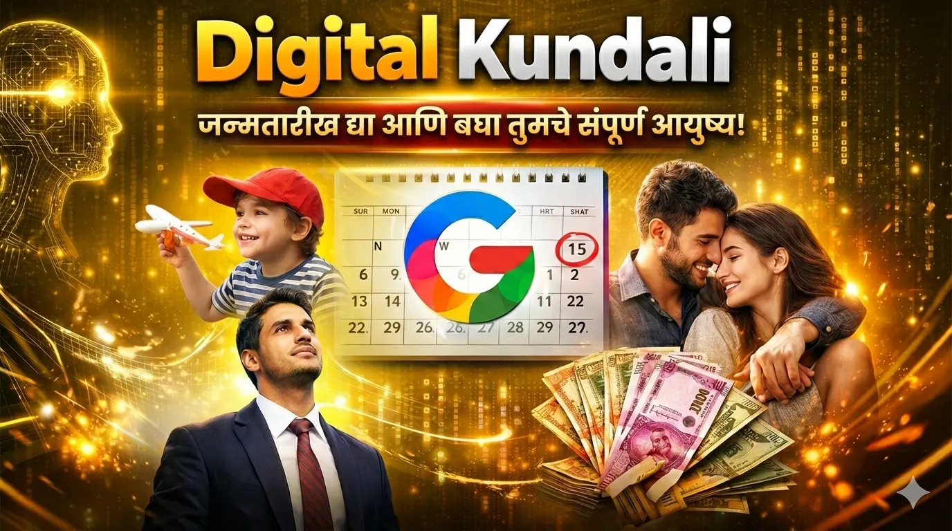 Futuristic AI brain analyzing human life data using birth date acting as a digital kundali