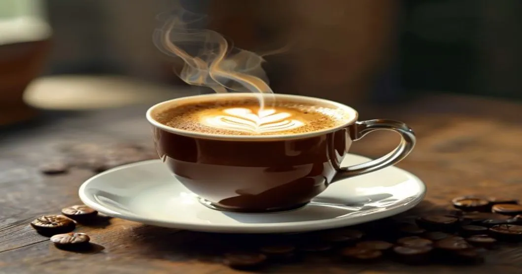 डॉलरच्या बिलांसह कॉफीचा कप त्याच्याभोवती तरंगत आहे