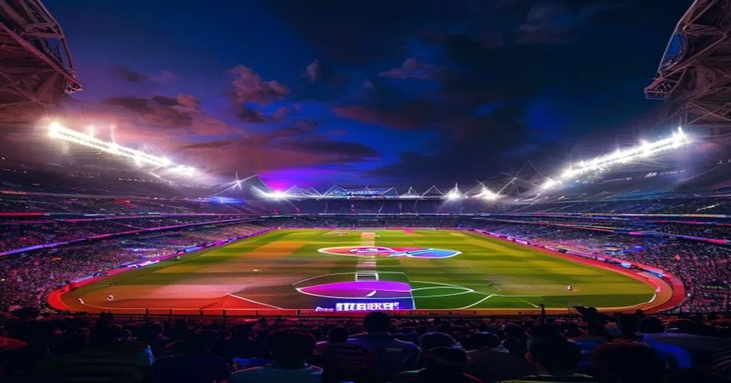 क्रिकेट स्टेडियमवर जल्लोष करताना गर्दी