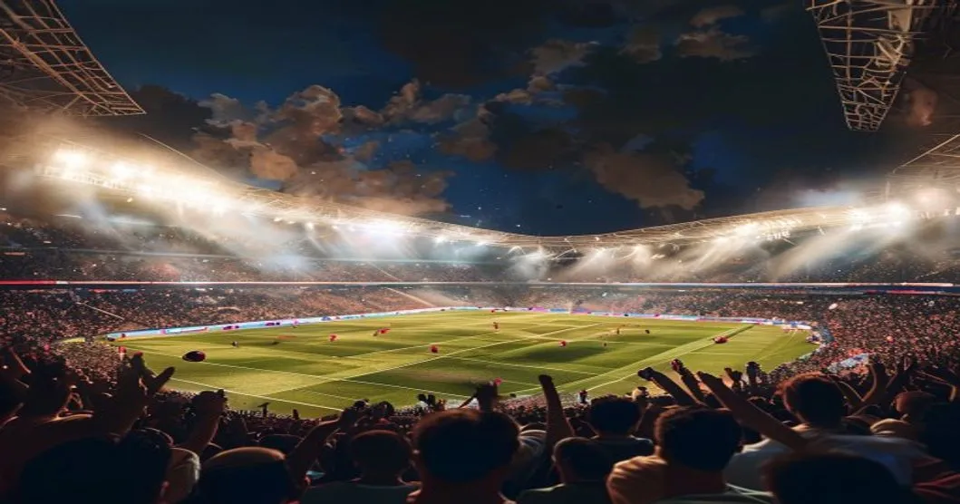 स्टेडियममध्ये जल्लोष करताना गर्दी